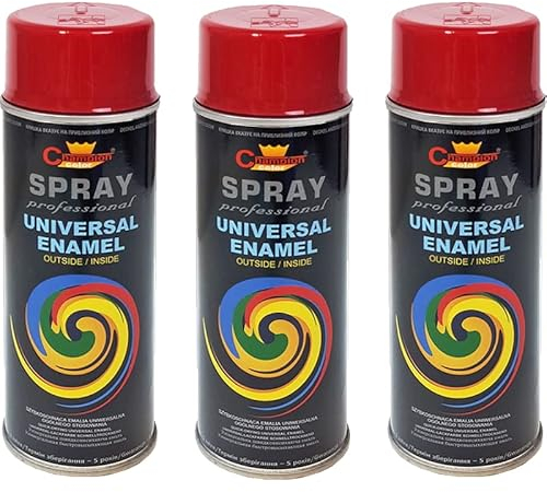 VE-INDUSTRIES Lackspray nach RAL 3er Sparpack Spraydose 400ml Buntlack für Holz, Metall (3003 Rubinrot)