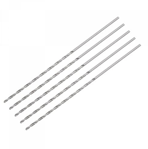 sourcing map 5 Stk. 1mm Mini Mikro Spiralbohrer Hochgeschwindigkeitsstahl geradem Schaft Extra lang Metallbohrer 60mm für Aluminiumlegierung