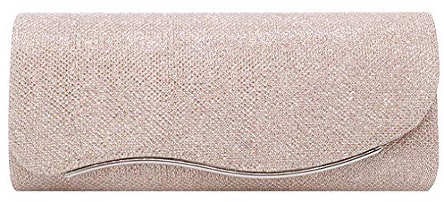 MEGAUK Damen Clutch Glitzer Elegant Abendtasche Glänzend Handtasche Envelope Tasche Unterarmtasche mit Kette für Hochzeit Wedding Prom Party