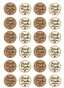 MAQA 240 pz Etichette adesive fatto a mano, Bollini adesivi 3 cm, stickers handmade with love, Chiudi pacco regalo e buste