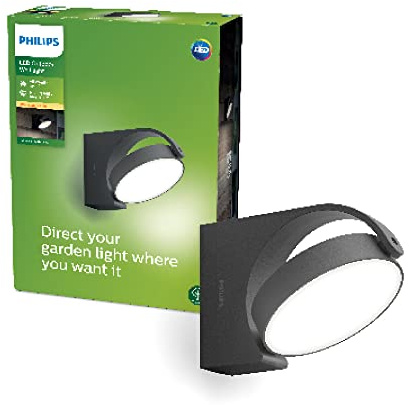 PHILIPS Mimosa Outdoor Wandleuchte (7 W), wetterfeste Außenleuchte mit beweglichem Panel und warmweißer LED Beleuchtung, anthrazit