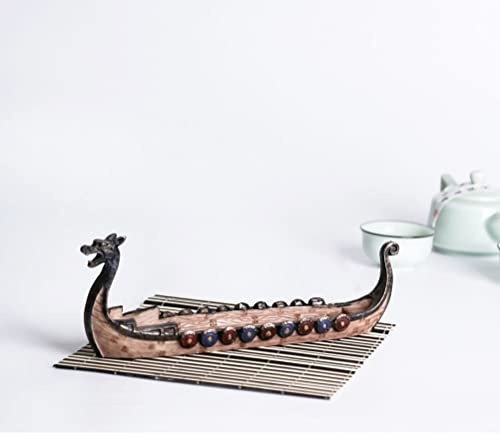 Traditional Handmade Dragon Boat for Incense Wand Resin Burner Holder Tray Plate Retro Viking Style Ship Ornaments