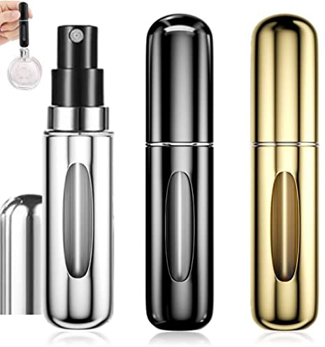 3 PCS 5ML Atomizador Perfume Recargable, Mini botella rociadora portátil, Pulverizador colonia recargable, perfume miniatura sin fugas, frasco. Ideal para salir de noche, viajar, fiestas, citas.