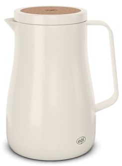 alfi STUDIO TEA Isolierkanne 0,70 l, 12 h heiß, porcelain white | 24 h kalt, Thermoskanne für Kaffee & Tee, doppelwandig aus Edelstahl, Drehverschluss, große Öffnung, spülmaschinenfest, creme