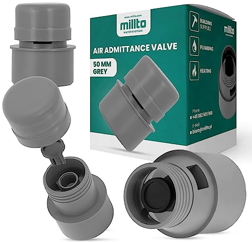 Millto™ Aeratore per tubi 50 mm in PP, valvola di ventilazione, sistema drenaggio e ventilazione grigio