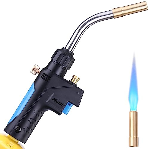 MAPP/MAP/PROPANE Gas Torch,Maximum Temperature 2372℉/1300℃ for Welding, Brazing, Soldering, Thawing, Grilling & More,Use Safe (Fits CGA600, 14.1oz Fuel)