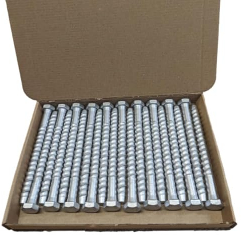 AJ Fixings - Pack 20 Concrete Masonry Bolts - Self Tapping Anchor Screw - Hex Head Galvanised Exterior for Brick/Stone/Concrete (6 x 130mm)