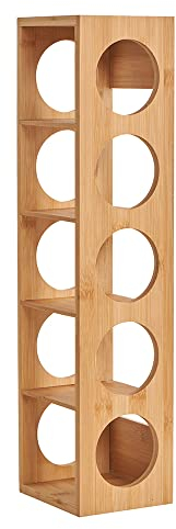 RELOVE Porte-Bouteilles en Bois, Casier à Vin Range Bouteille, Casier à Vin, Support à Bouteilles en Bambou pour 5 Bouteilles, 13.5 * 12 * 53cm-5 grilles