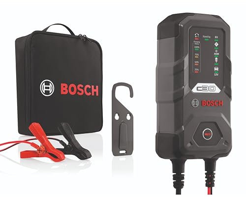 Bosch C30 Battery Charger, 3.8 Amps with Trickle Function - For 6V/12V Lead-acid, EFB, GEL, AGM and SLI Batteries, Comes with a UK Style Plug