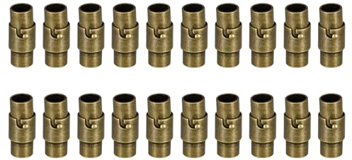 QUARKZMAN 20Stk Leder Schnur Ende Verschluss 5mm Loch Leder mochtenet Klammern Kordel Endkappen Verschlüsse Leder Kordel Schnalle für Schmuck Selbermachen Liefert Handwerk Bronze