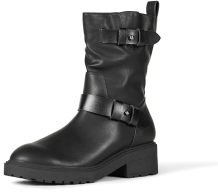 Amazon Essentials Stivali Biker a Metà Polpaccio con Gambale Corto Donna, Nero, 41.5 EU