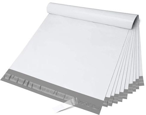 Switory Paketväskor portopåsar, för utstationering av kläder Poly postpåsar självförseglande postväska för kläder kuvert portoväska för förpackning, 25 st - vit (35 x 45 cm)