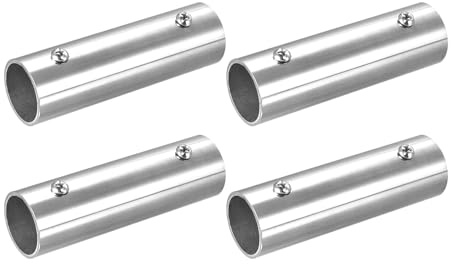 sourcing map 4Pcs Straight Pipe Fitting Connector, 304 Stainless Steel 2-Way Hand Rail Tube Connector 100mm Length, for 1(25mm) OD Handrail Railing