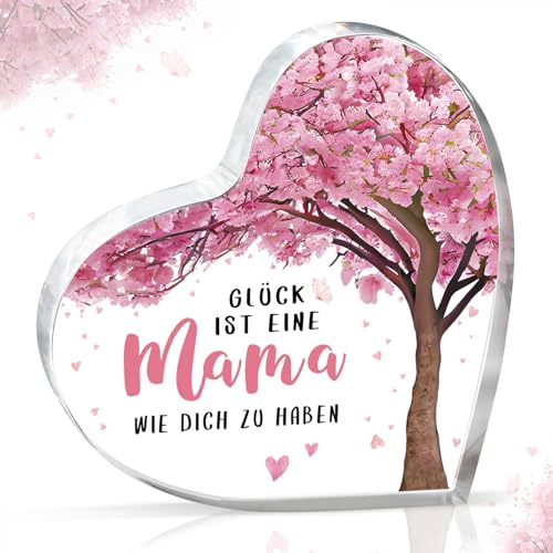 Gleevara Mama Geschenk, Mama Geburtstagsgeschenk, Herzförmige Acryldeko | Einzigartige Wohnaccessoires, Mutter Geschenke zum Geburtstag Muttertag Weihnachten, Beste Mütter Geschenk von Tochter Sohn