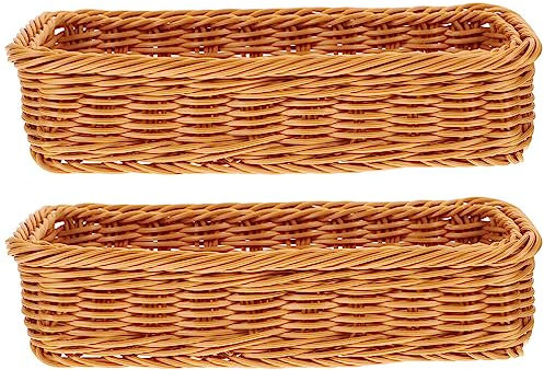 Garneck Rattan Drawer Organiser Woven Basket for Cutlery Storage Basket Home Decorative