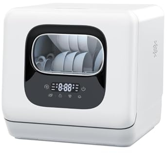 Lave-vaisselle de comptoir 6 programmes de lavage et lave-vaisselle à séchage à chaud avec double jet 360 avec sécurité enfant et démarrage différé