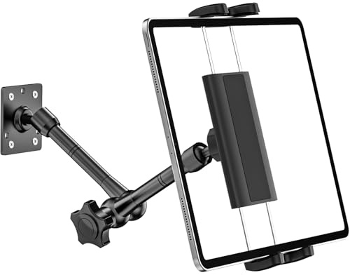 Dosvsi Supporto Tablet Parete, Girevole a 360° Supporto Muro per iPad, Metallo Staffa da Parete per iPad Pro 11 12.9 13, iPad Air Mini, iPad 10.9, Galaxy Tab, iPhone, 4 -13 Tablet e Smartphone