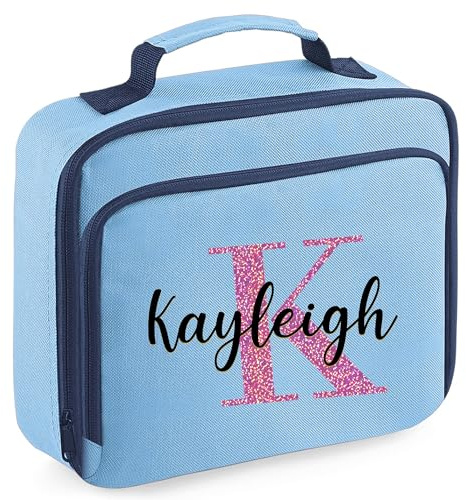 Personalised Lunch Box Bag for Boys and Girls - Sky Blue Personalised Lunch Bag For Kids with Name & Initial School Lunch Bag - Personalised Lunch Boxes for Girls and Boys in Sky Blue