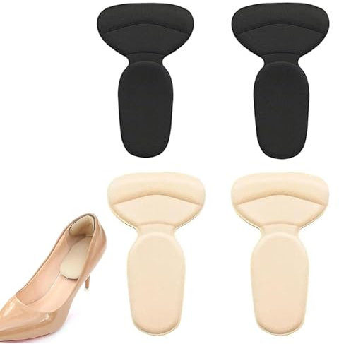 Cuscini per tallone Pad Heel,2 Paia Cuscinetti Per Tallone,Tacco Alto Cuscinetti Tallone,Self Adhesive Cuscino Per Scarpe Antiscivolo,per Donne Cura Piede e Proteggi (Nero/Beige)