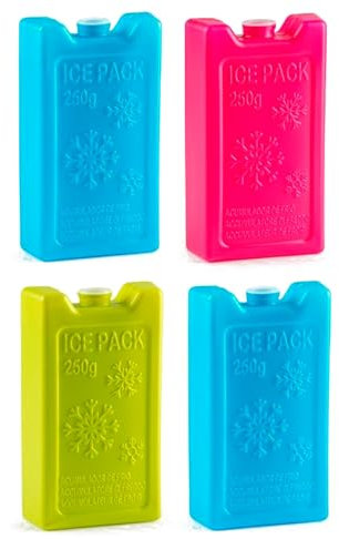 Acan Tradineur - Lot de 4 accumulateurs de froid n° 4-250 g - Fabriqué en plastique - Idéal pour maintenir la température dans votre réfrigérateur portable - 13 x 7,5 x 3 - Couleur aléatoire