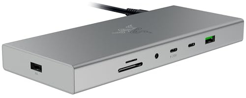 Razer USB 4 Dock, 14 Ports, Windows & Mac Compatible, White | USB-C, USB-A, HDMI, DP, Ethernet, SD, 3.5mm, Dual Monitor (4K 120 Hz), Laptop & Phone Fast Charge, Durable Lightweight Casing