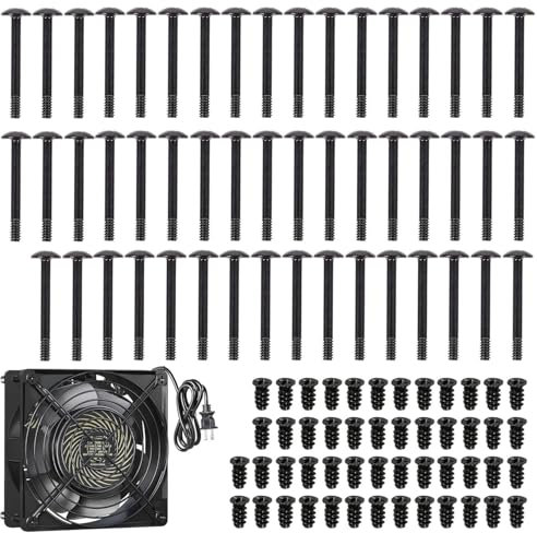 Tornillos para ventilador, 100 piezas, 2 tipos de tornillos,largos y cortos, para paquete de accesorios de reparación de computadoras portátiles y PC, color negro