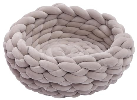 Panier pour Animaux de Compagnie tissé en Coton-lit pour Chien en Fil épais de Mode Simple pour Chats, Grotte de Chat Douce et Chaude, Panier pour Chien Rond pour Animaux de Compagnie d'intérieur