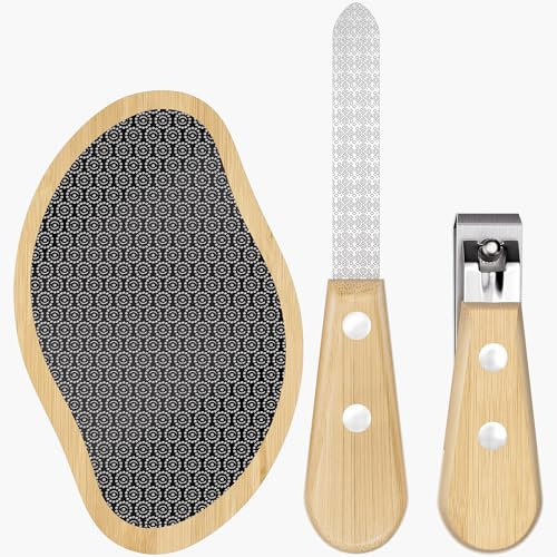 Bamboo Foot Care Set Callus Remover Rasp Files Nano Glass Nail Clippers Nail File