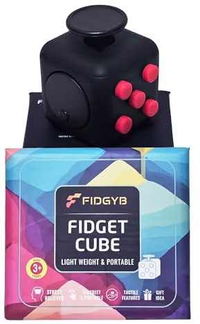 Fidget Cube Jouet Anti-Stress pour Adultes et Enfants, Jouet Sensoriel Lisse et Silencieux pour l'Anxiété, la Concentration et Les Idées TDAH[NoirRouge]