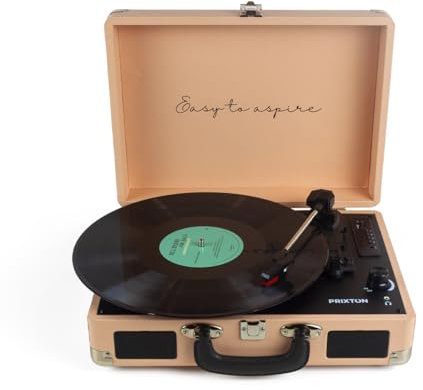 PRIXTON Giradischi in Vinile Vintage VC400, Lettore e convertitore di vinile tramite Bluetooth e USB, 2 altoparlanti incorporati, Colore Arancione