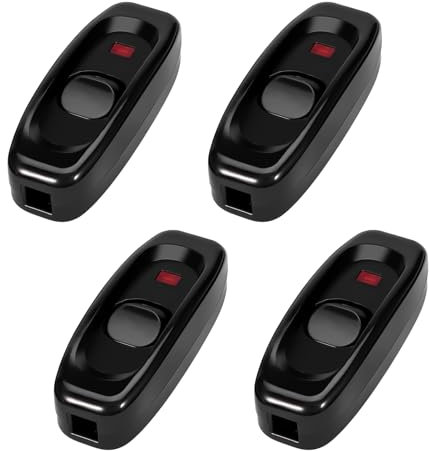 Interruttore Bipolare a Levetta ON/OFF 4 Pezzi con Spia LED 250V 10A per Lampade da Tavolo, Parete, Specchio - Supporto per Cavi Fino a 6mm