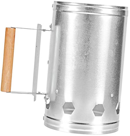 Milisten Kaminanzünderkorb Mit Holzgriff Metall Holz Holzkohleeimer Für Outdoor Grill Feuerstelle Gleichmäßige Luftzirkulation Schnelle Holzkohleanzündung