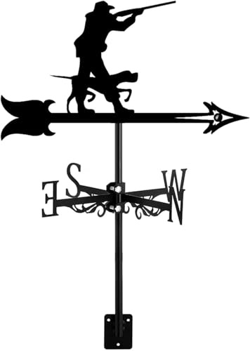Veleta De Cazador Y Veleta De Perro con Montaje En Techo, Indicador De Dirección del Viento para Jardín De Caza De Cazador De Patio De Granja Decoraciones De Metal, Hunter Hunting
