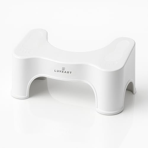 Luxeart Step Basic Toalettpall – ergonomisk WC-pall 17,5 cm för naturlig sittställning, utrymmesbesparande förvaring under toaletten, halkfria fötter, hygienisk, stabil och lätt att rengöra