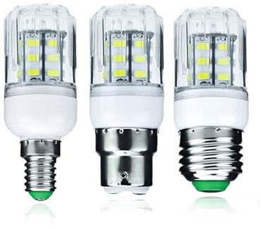 HHF Home Lighting, confezione da 10 lampadine a LED DC12V/24V E27/B22/E14 27 LED 5 W 5730SMD luce a pannocchia (bianco freddo, B22 5 W DC12 V)