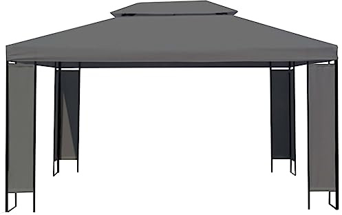 Qnhdfrt Gartenpavillon 400x300x273 cm Anthrazit Stahlrahmen Grillpavillon Partyzelt Shelter für Garten Terrasse Balkon und Outdoor-Events