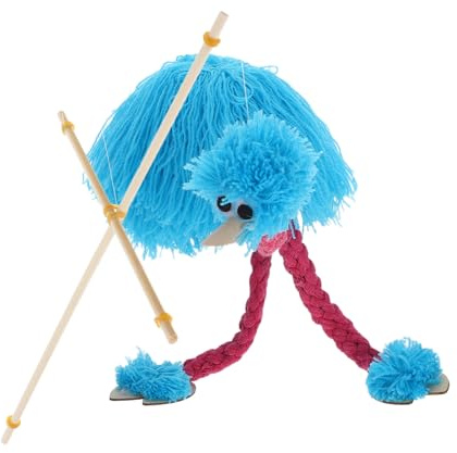 UPKOCH Tier marionetten Holzspielzeug Lebendige Plüsch Ostrich Marionette mit Zugfaden Buntes Puppentheater Kreative Fingerfertigkeit Interaktives Familien