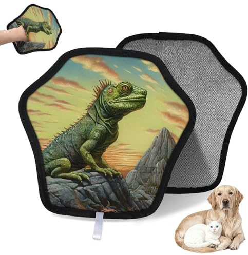 WowPrint Gant d'épilation d'animaux lézards pour chat et chien, réutilisable, électrostatique, brosse pour canapé, vêtements, tapis, meubles, siège de voiture