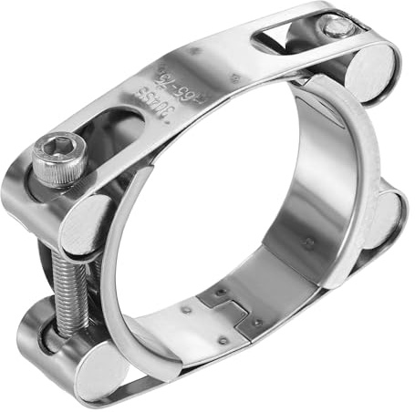 sourcing map T-Bolt Hose Clamp 65-75mm (2.6-3) 304 Stainless Steel Double Head Adjustable Intake Radiator Tube Clamps for Automotive Plumbing Industrial Intercooler Pipe