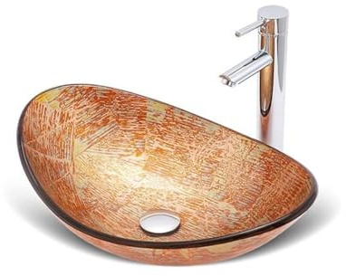 Lavabo da Appoggio Lavabo da bagno Lavandino scrivania Art in vetro temperato creativo Lavabi a Ciotola