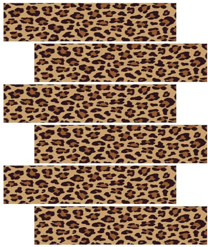 6pz Strisce Commestibili per Bordi di Torte con Stampa Leopardata, Motivo Ghepardo in Carta Riso Decorazioni per Bordi Laterali Torte Feste di Compleanno Femminili