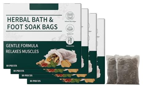 Foot Bath Bag,10 Pieces Relaxing Foots Soak Pack,Herbal Detox Cleansing Foots Soaks, Stress Relief Daily Relieve Fatigue Dispel Cold Remove Dampness Relaxation (4PCS)