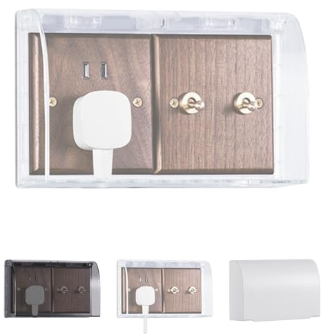 Lot de 1/2/3 Boîtiers de Protection Adhésifs pour Prises Murales Doubles 86 Type Étanches et Résistants à L’Humidité Blanc Adaptés Cuisine et Salle de Bain Cache de Prise