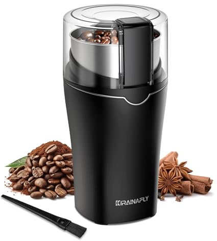 Molinillo de Café y Especias, Molinillo de Café para Uso Doméstico, Tazón Extraíble de Acero Inoxidable, Perfecto para Granos de Café Especias Hierbas Linaza Granos y Frutos Secos, Plata Brillante