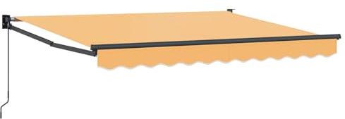 Kaorsrow Toldo de brazo articulado 3 x 2,5 m, toldo manual para terraza con manivela, toldo extensible de poliéster y aluminio para balcón y jardín, montaje en pared, arena