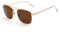 Jim Halo Retro Square Sunglasses Premium Glass Lens Flat Metal Eyewear Men Women (Gold/Brown)