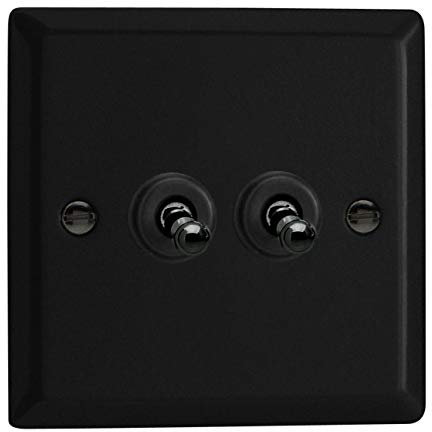 Varilight Double Light Switch 2-Way - Urban Matt Black With Iridium Toggles