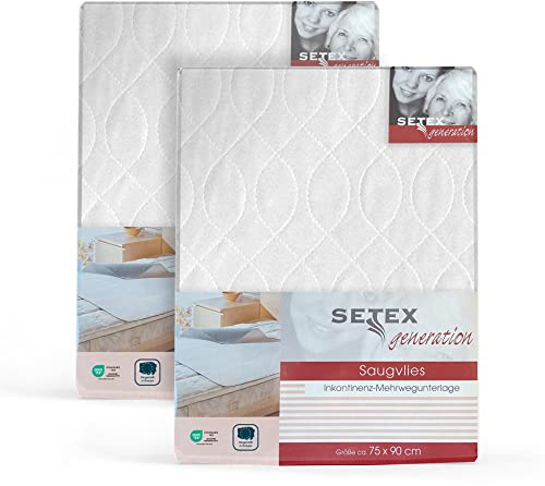 Setex - Wasserdichte Matratzenauflage 2er 70x90cm - Saugvlies Matratzenschutz wasserfest mit Polyurethan-Nässesperre - Atmungsaktiv & hohe Saugfähigkeit ideal für die Pflege – Kochfest bis 95°C – Weiß