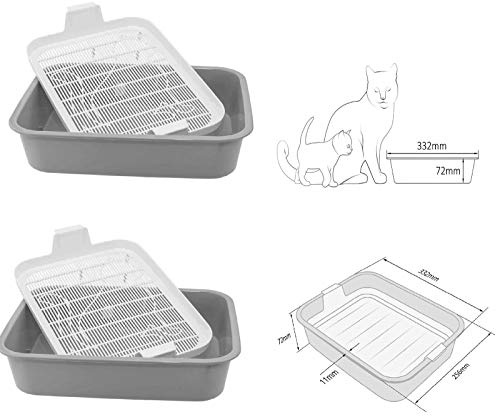 4Big.fun 2X Set Erste Katzentoilette Schalentoilette Katzenklo - perfekt für Kätzchen Katzenbabys Junge Katzen - WC Tray mit Reinigungssieb - stubenrein auch ohne Katzenstreu