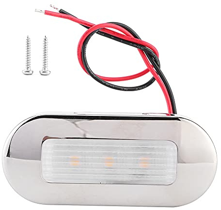 Boat Walkway Light 12V License Plate Light DC LED Walkway Courtesy Light Oval Shape 3 Lamp Beads IP67 Waterproof for Marine Boat RV(Warm White)